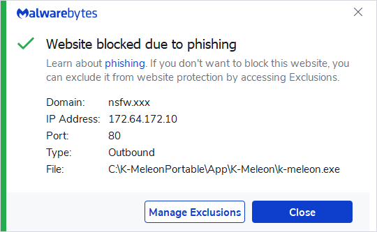 Malwarebytes blocks nsfw.xxx