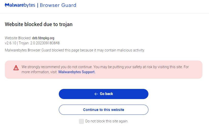 Malwarebytes blocks fdmpkg.org