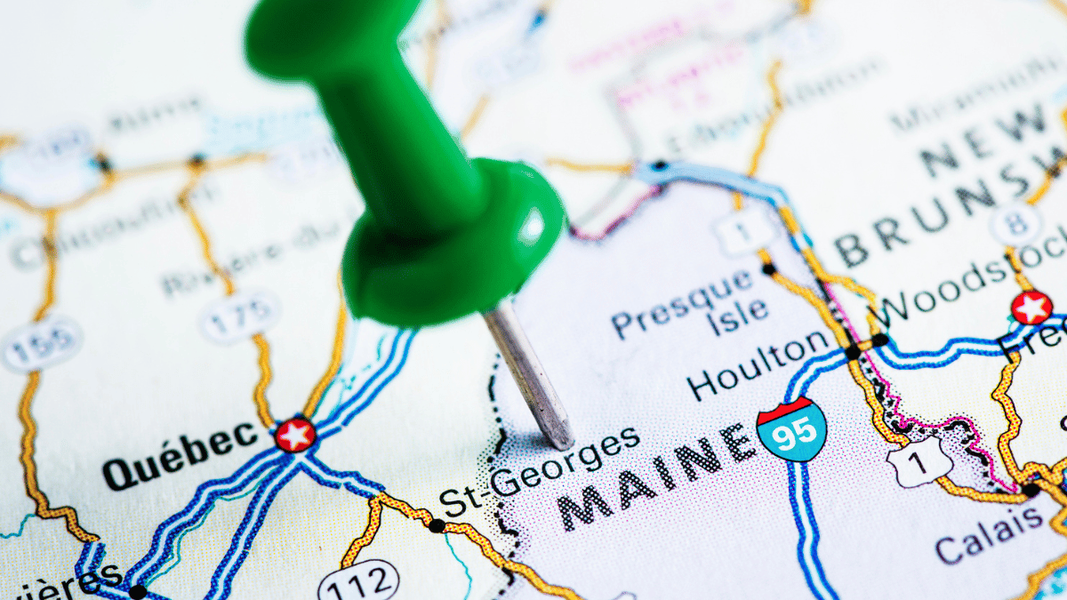 A pin in a map of Maine