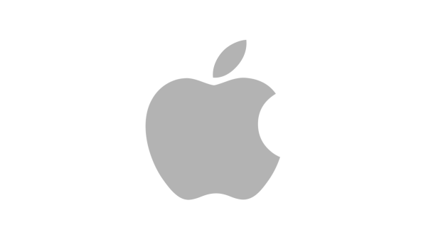 The Apple logo in grey