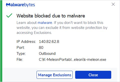 Malwarebytes blocks 140.82.62.8