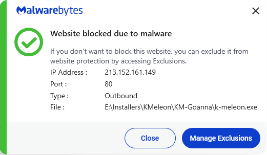 Malwarebytes blocks 213.152.161.149