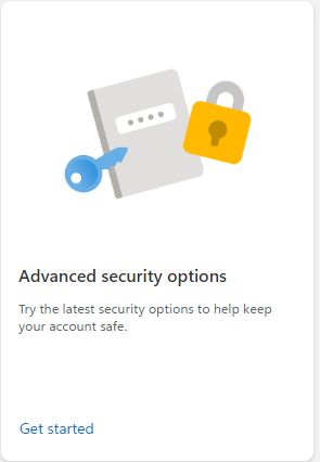 Advanced security options for a Microsoft account