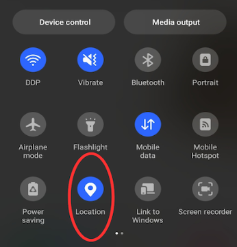 location in main settings menu on Android