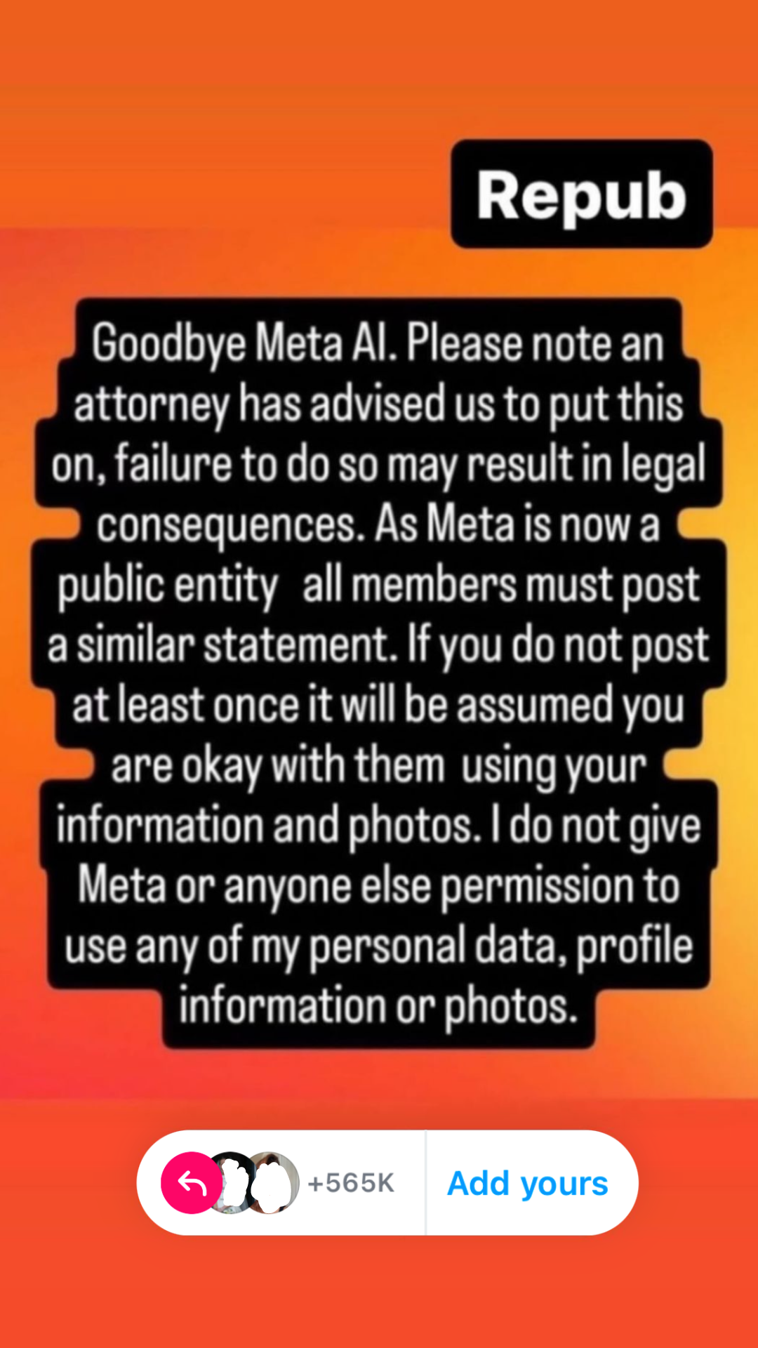 Don't share the viral Instagram Meta AI "legal" post Malwarebytes