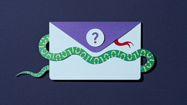 An envelope with a question mark hides a snake inside its folds.