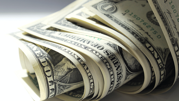 Rolled up US dollar bills