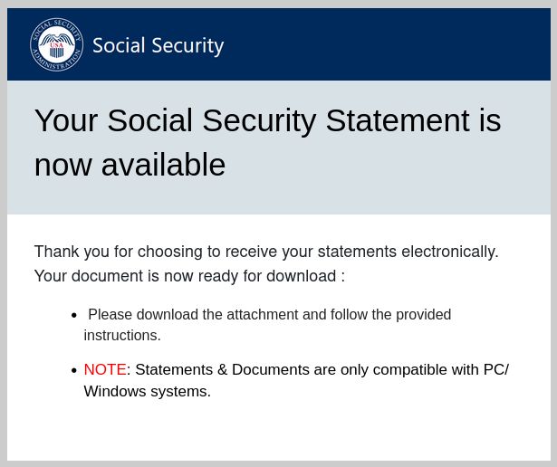 example SSA email