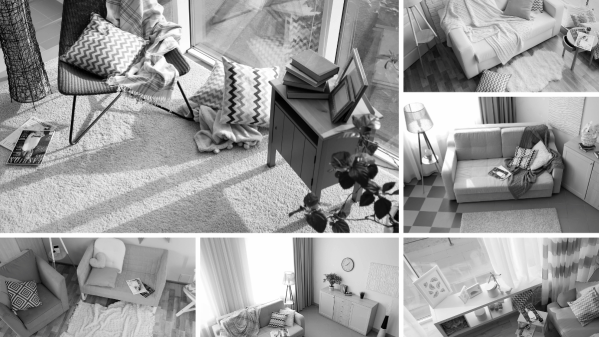 Various images taken by security cameras inside a home