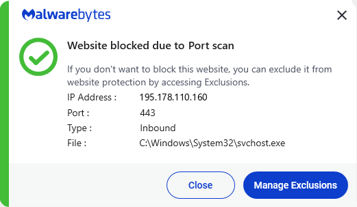 Malwarebytes blocks 195.178.110.160