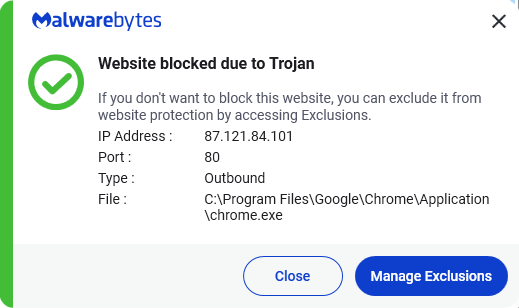 Malwarebytes blocks 87.121.84.101