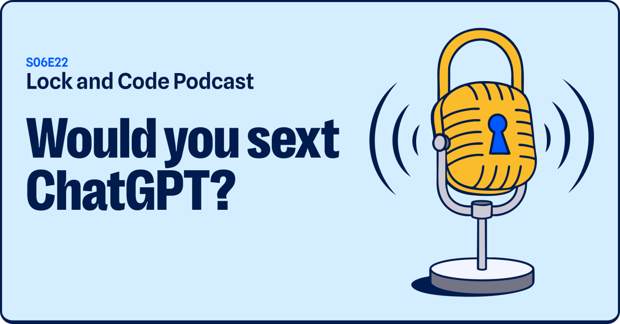 illustrated padlock is mounted into a microphone stand with sound waves emitting from the device.