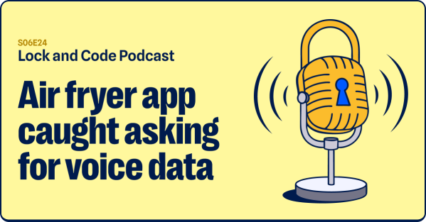 An illustrated padlock is mounted into a microphone stand with sound waves emitting from the device.