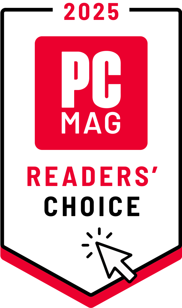 PCMag Readers' Choice 2025 badge with mouse click graphic