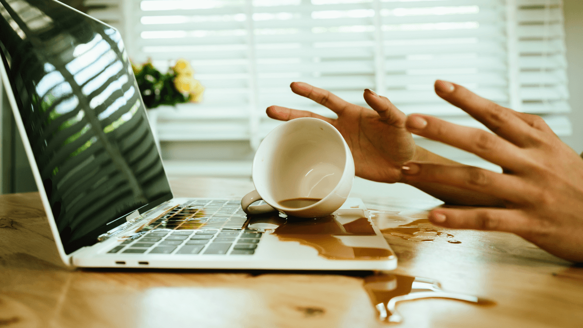 mishap coffee on laptop