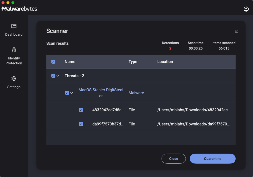 Malwarebytes detects DigitStealer