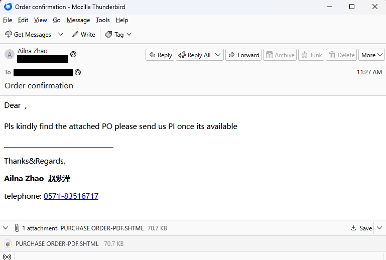 Çok kısa ve basit olmayan kimlik avı e-postası