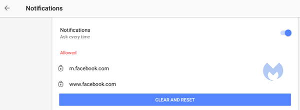 website specific notifications Opera