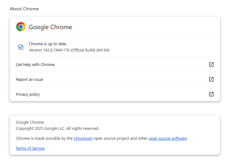 Chrome is up to date