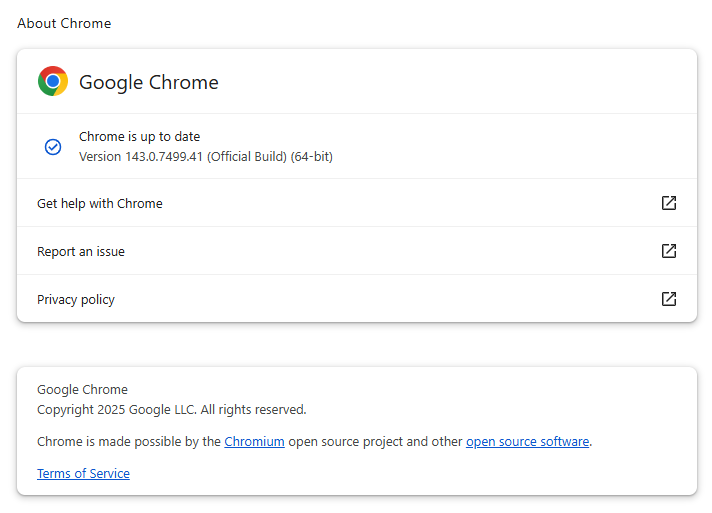 Chrome is up to date