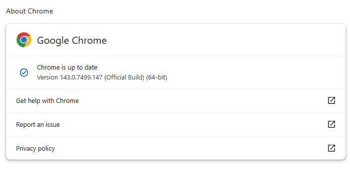 Chrome is up to date