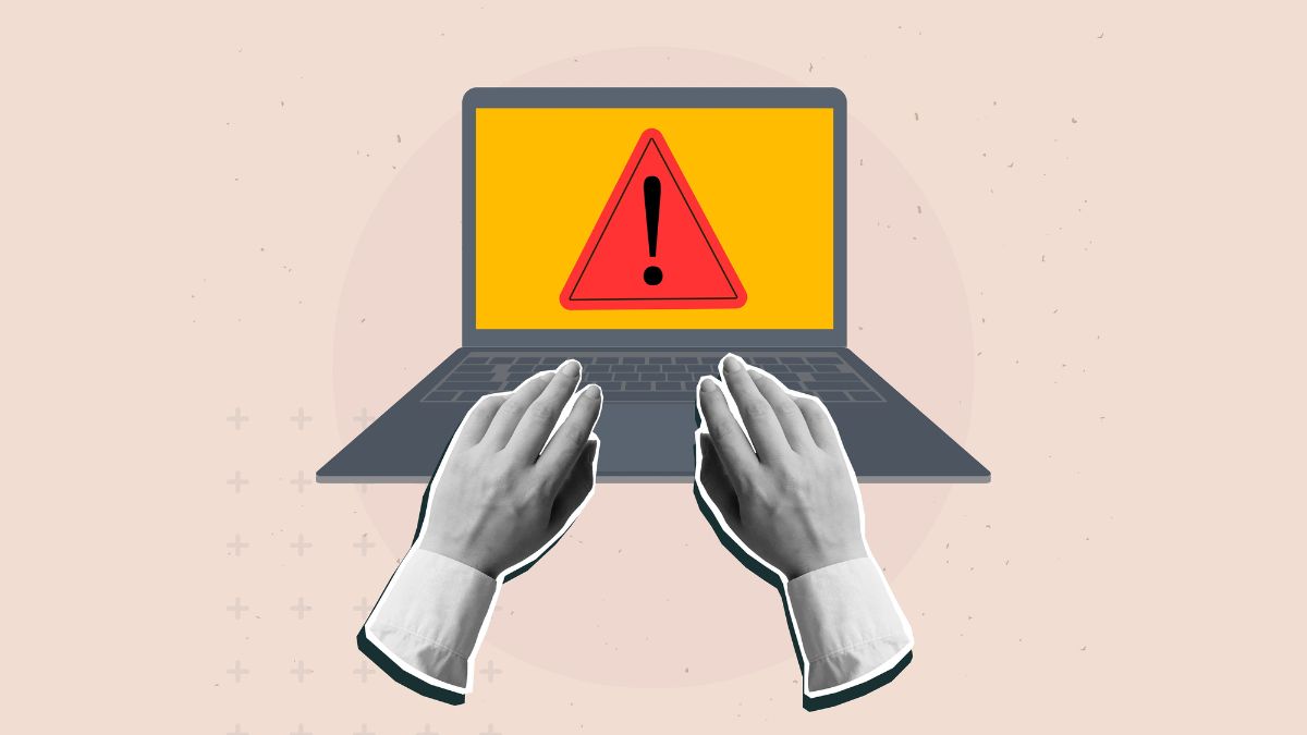 Laptop showing a warning