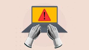 Laptop showing a warning