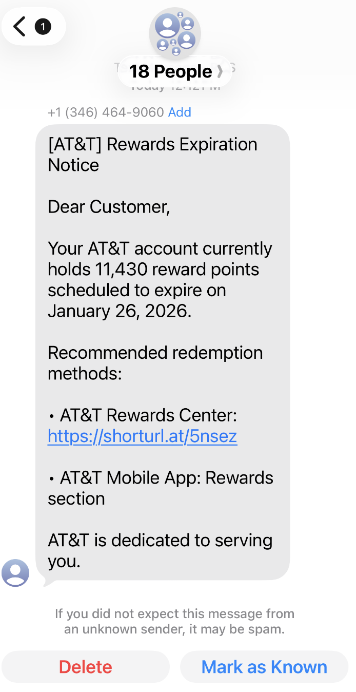 Watch out for AT&T rewards phishing text that wants your personal ...