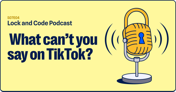 Um cadeado ilustrado é montado num suporte de microfone com ondas sonoras emitidas pelo dispositivo.