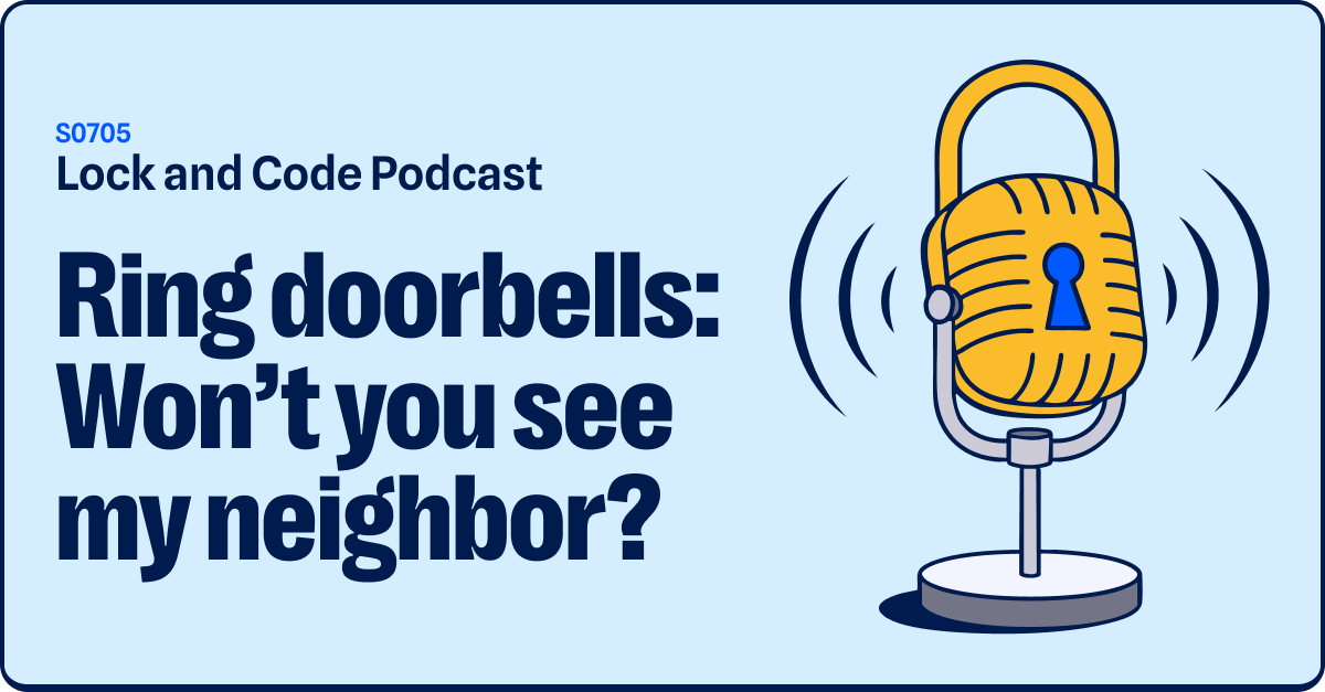 An illustrated padlock is mounted into a microphone stand with sound waves emitting from the device.