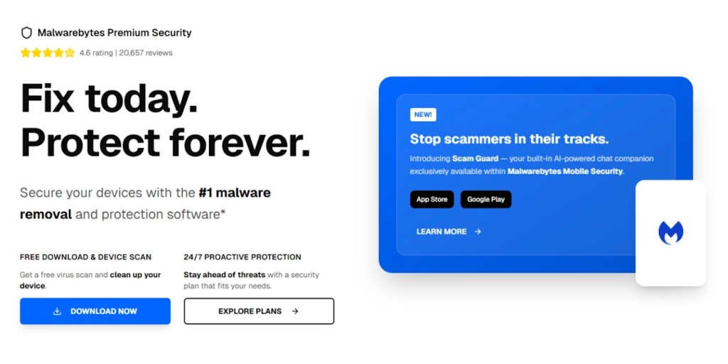 Fake Malwarebytes scam site