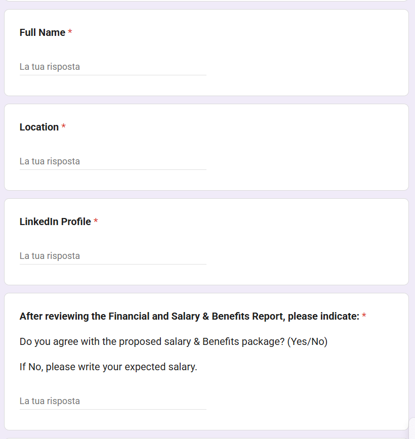 Information requested from the user to make the form appear legitimate.