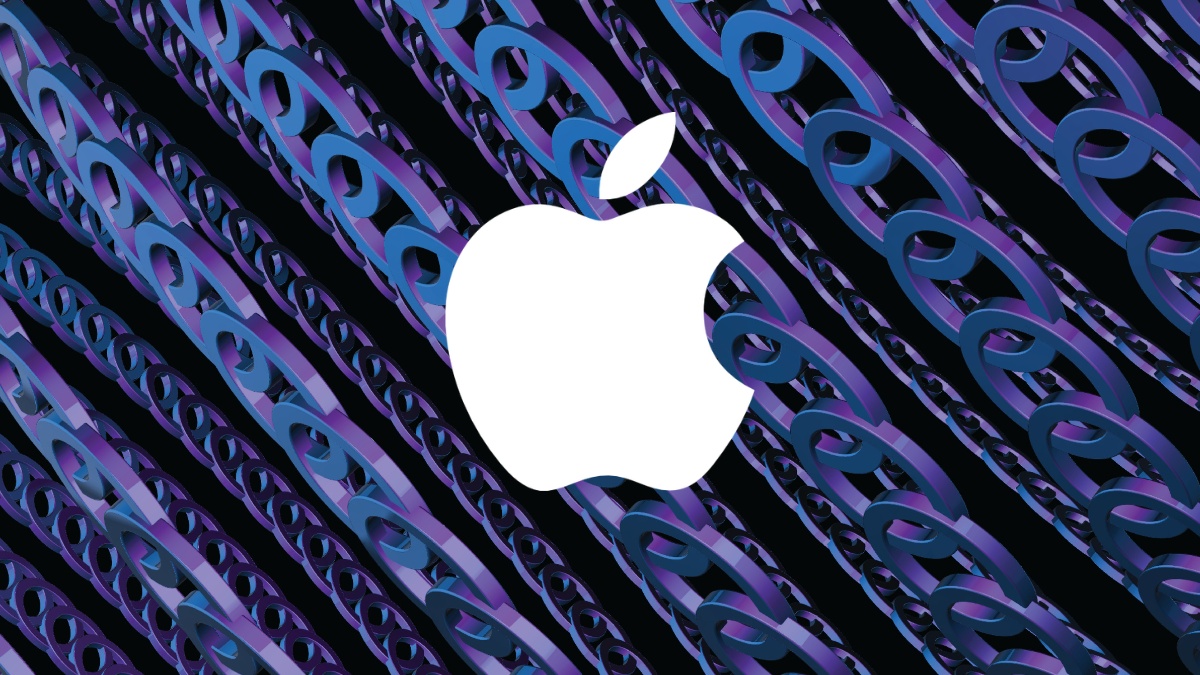 Apple logo on a chain background