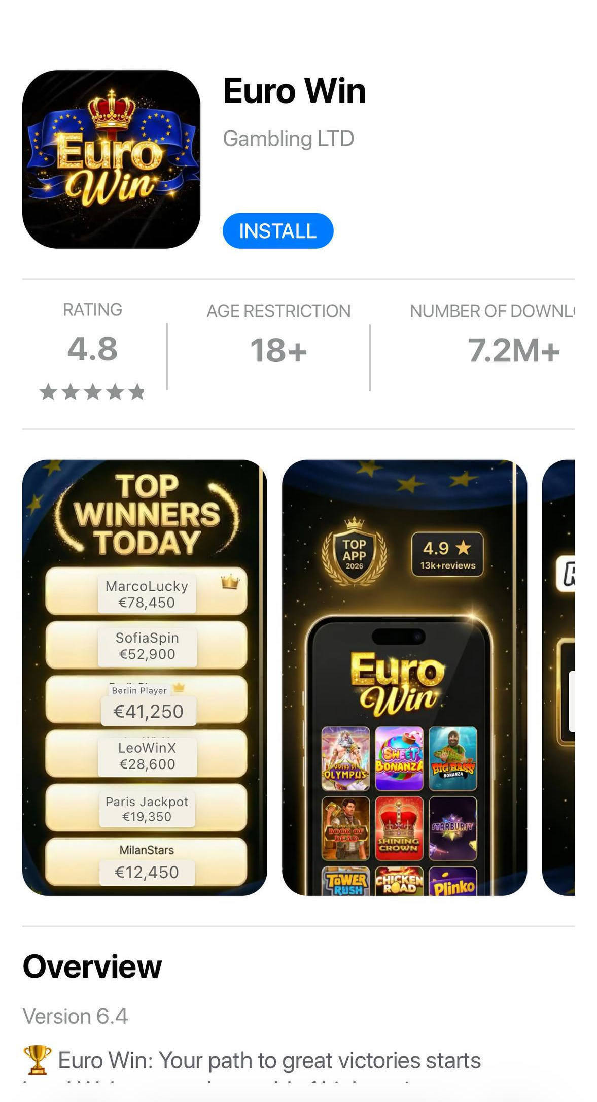 Fake Apple App Store page: Euro Win