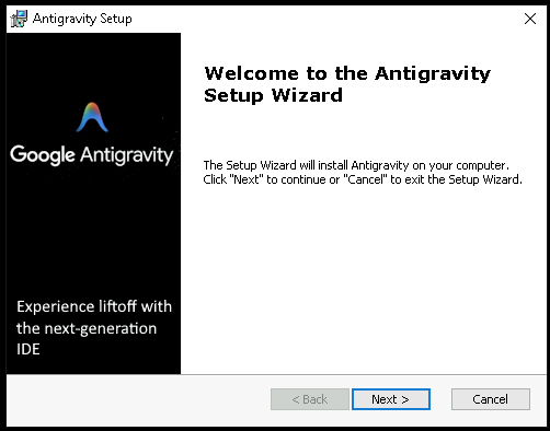 The trojanized Antigravity installer Setup Wizard (1)