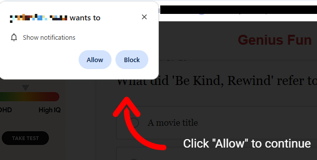 Some pages will falsely claim you have to click Allow to continue reading