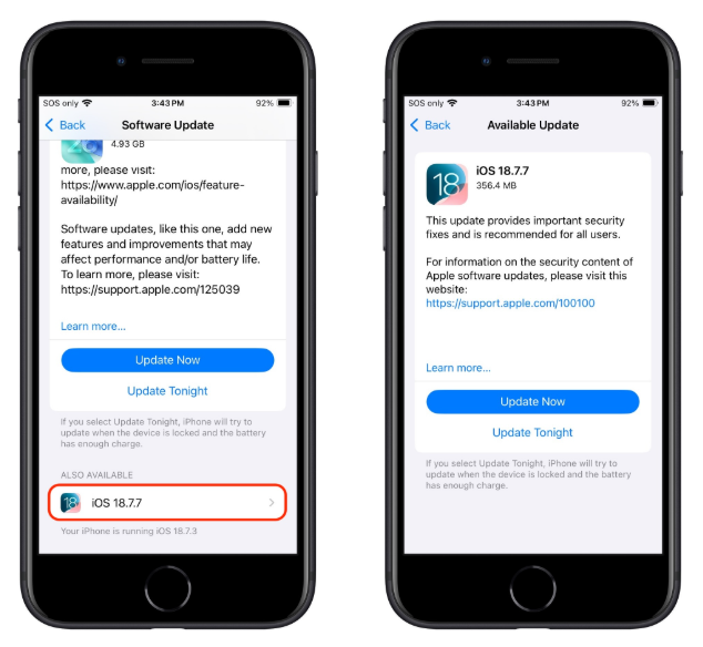 also available updates section