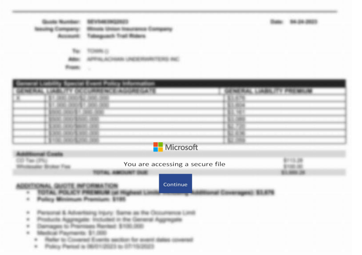 blurred content with a Continue button
