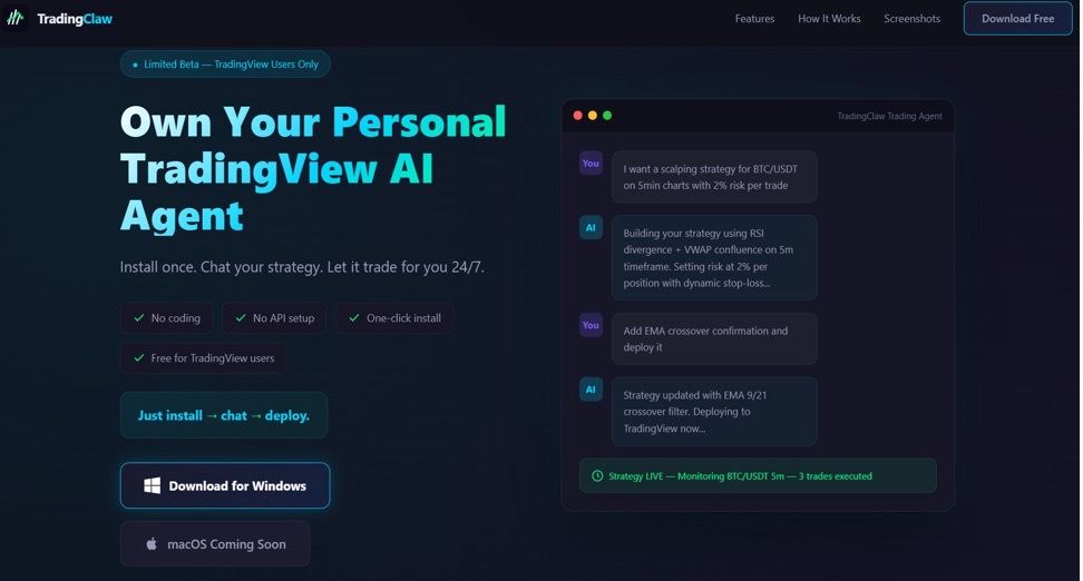 Malicious TradingClaw website