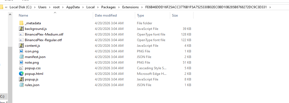 The malicious extension dropped