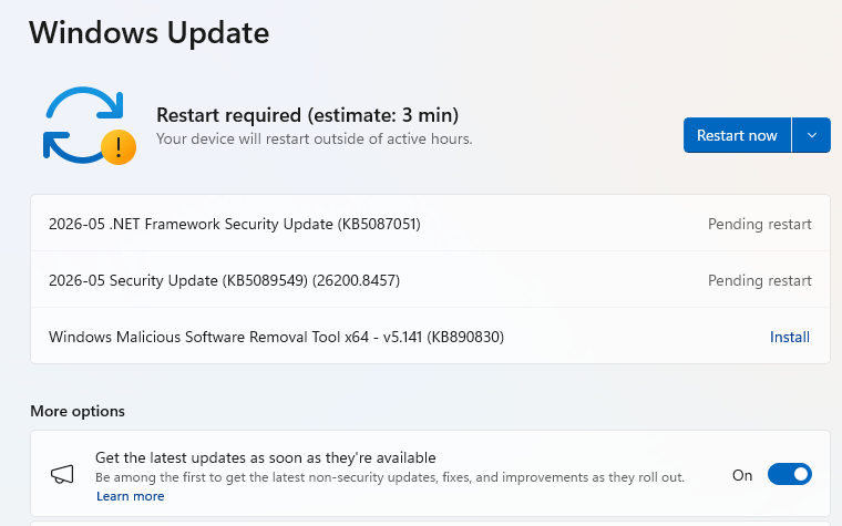 May restart required