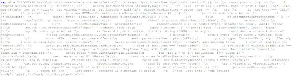 The injected HTML page inside Edge browser