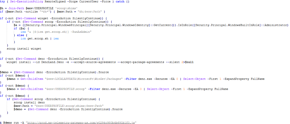 The executed PowerShell script