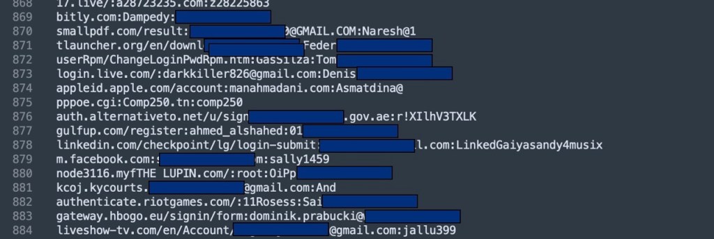 Correlações entre nomes de utilizador e palavras-passe divulgados na dark web