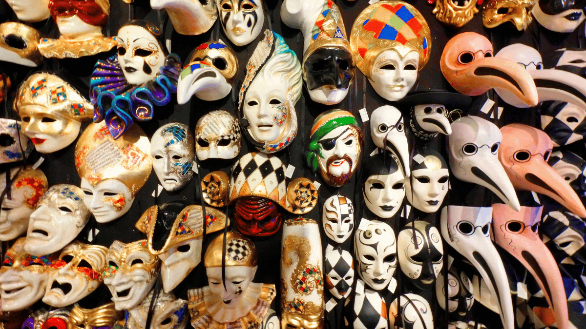 A display of colourful masks