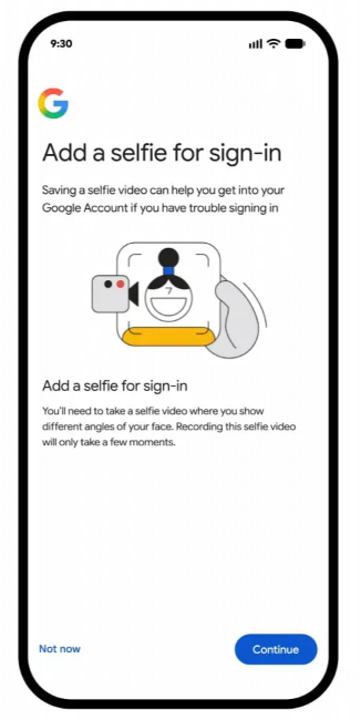 Adicionar uma selfie para iniciar sessão