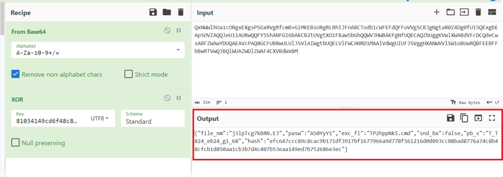 The decoded config
