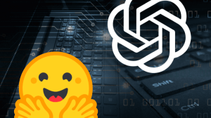 Hugging Face and OpenAI logos on a dark background